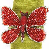 Butterfly Hand Beaded Napkin Ring Red and Orange Arcadia Home