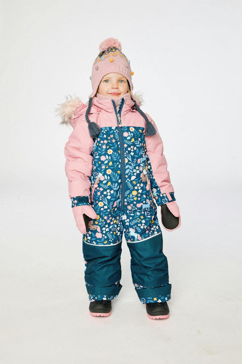 Kids One Piece Discover Snowsuit Blue and Pink Unicorn Print