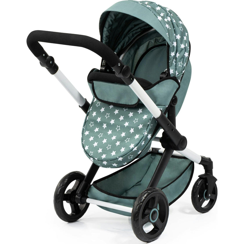 Bayer Design Dolls: Pram Xeo - Stars Green & White