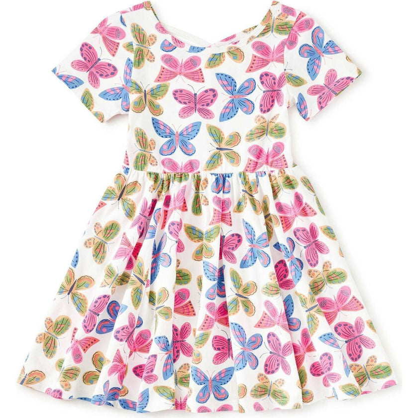 Short Sleeve Ballet Dress, White