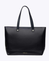 Vegan Leather Work Tote Bag with Removable Insulated Pouch, Black
