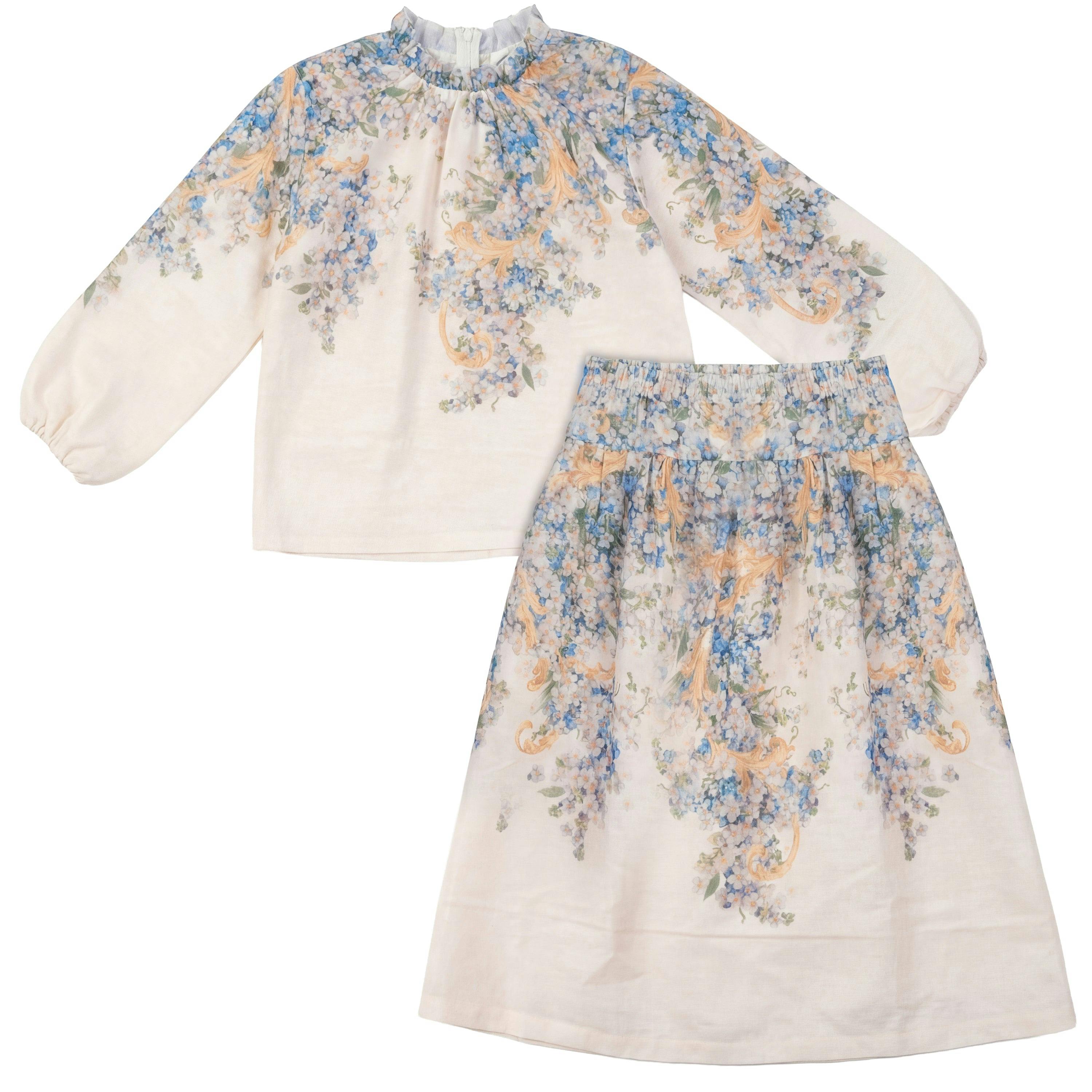Boarder Floral Skirt Set