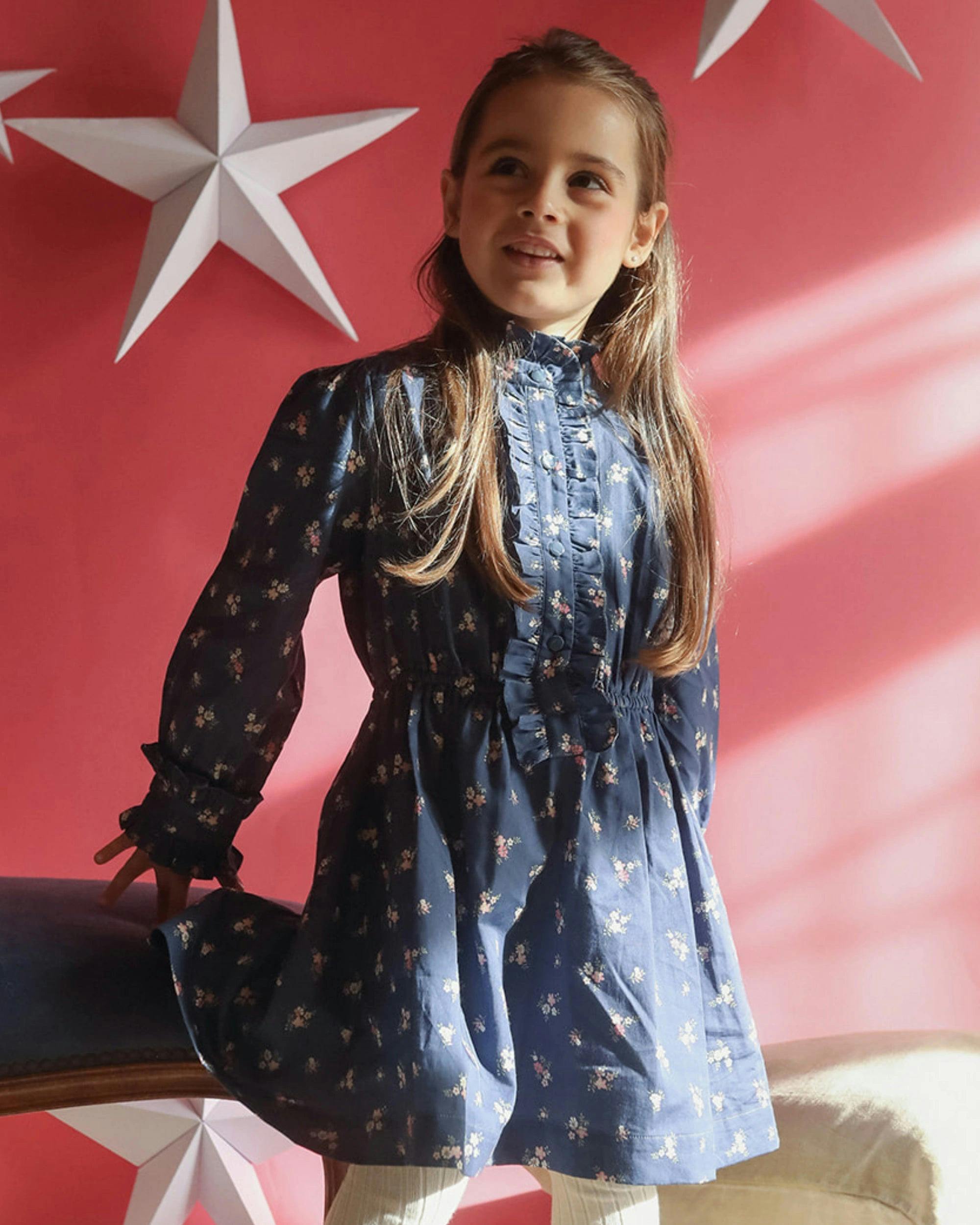 Dawn Dress - Ditsy Bouquet Navy