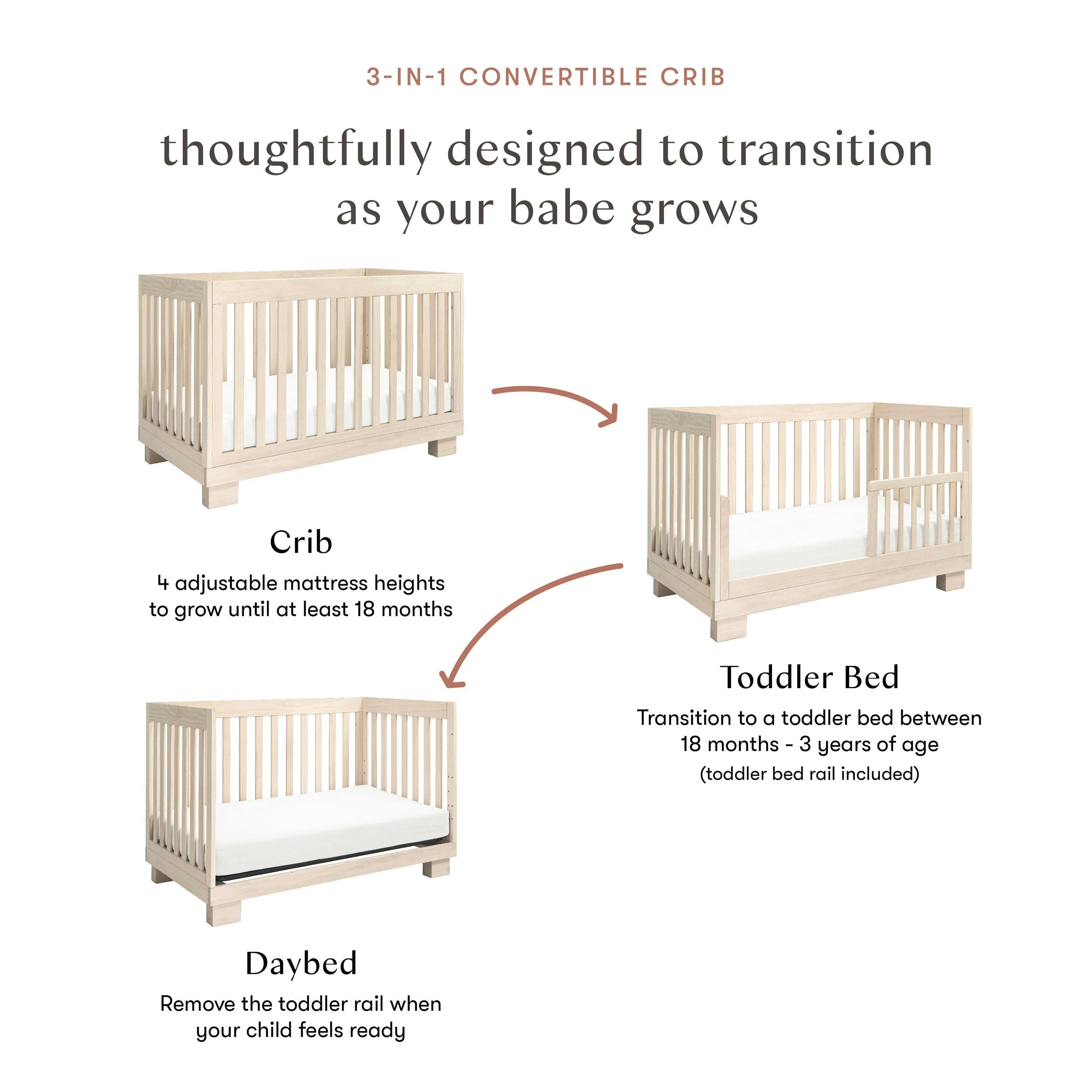 Babyletto Modo 3-in-1 Convertible Crib with Toddler Bed Conversion Kit