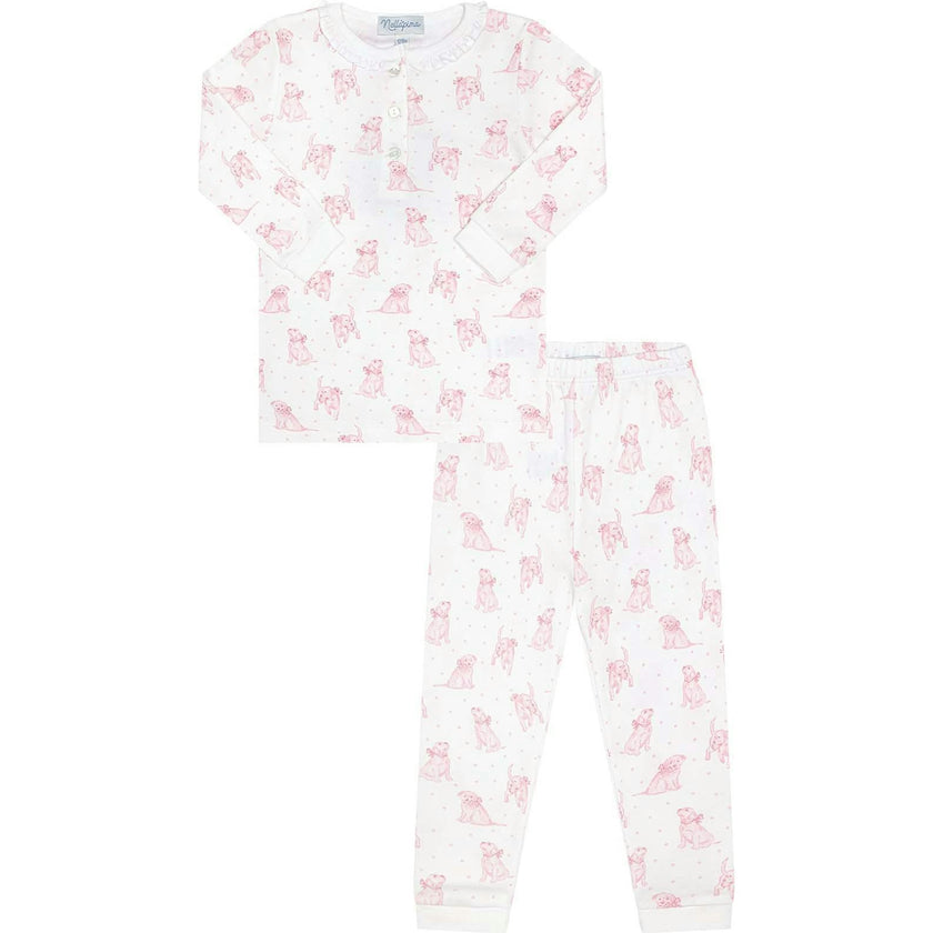 Pink Puppy Love Print Pajamas