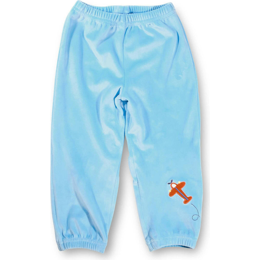 Velour Jogger Pants With Airplane