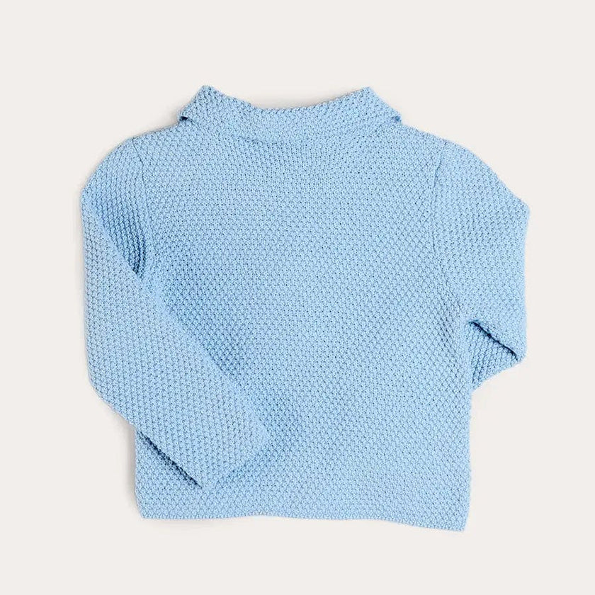 Nautical Boat Embroidery Polo Collar Cardigan in Sky Blue (12mths-6yrs)