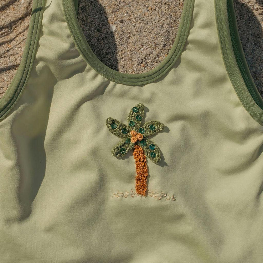 Palm Swimsuit in Pale Green