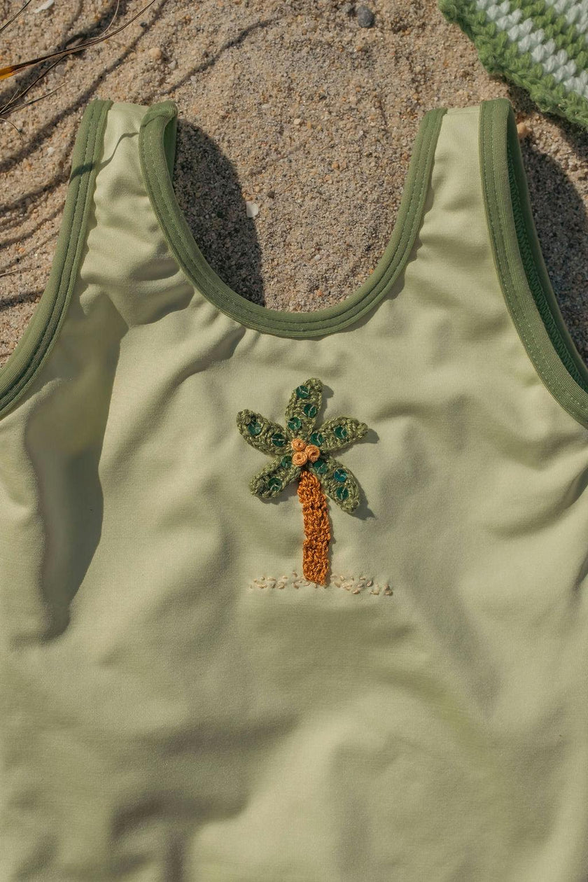Palm Swimsuit in Pale Green