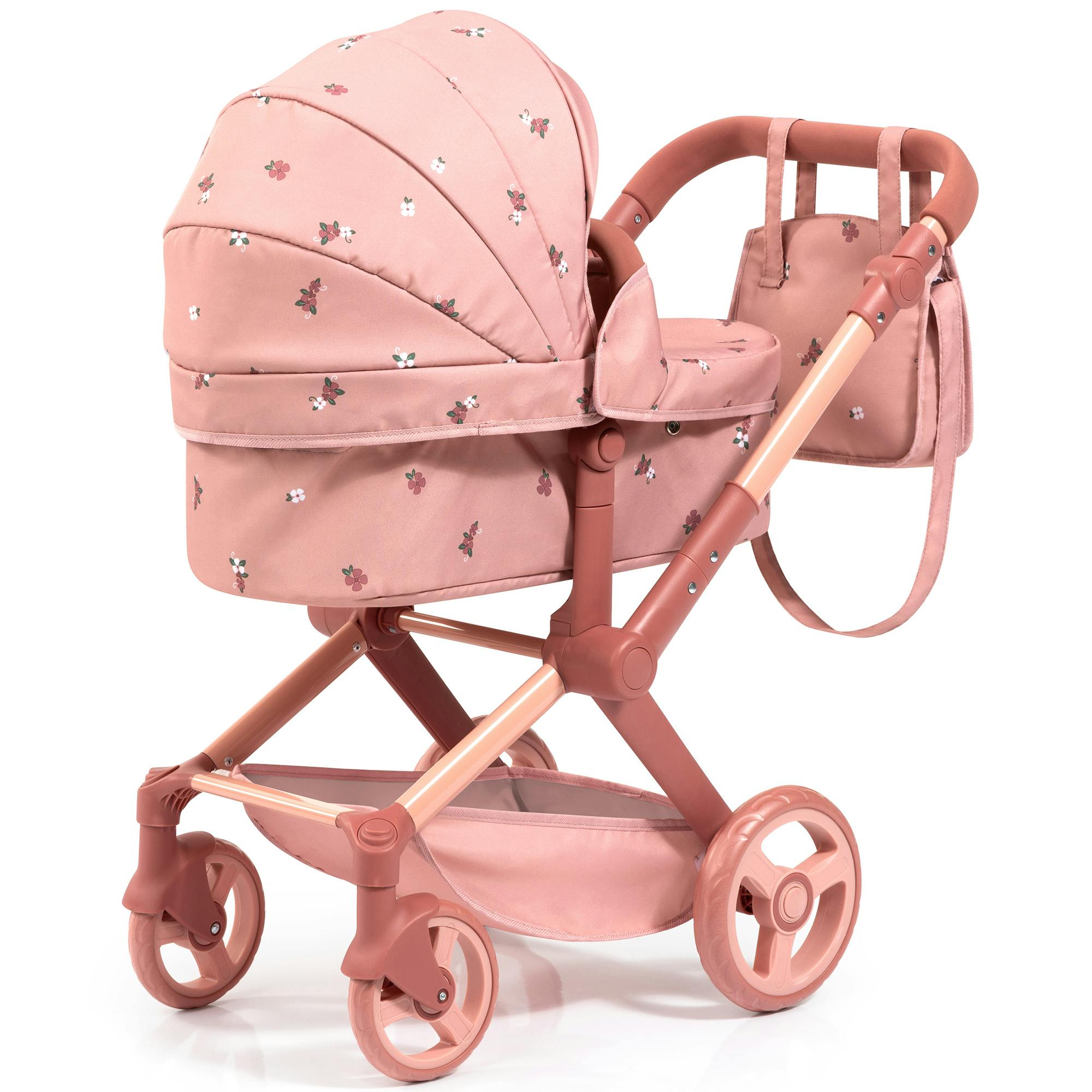 Doll Pram: Xeo - Pink & Flowers