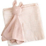 Pink Stripe Swaddle and Lovey Set, Pink Bunny