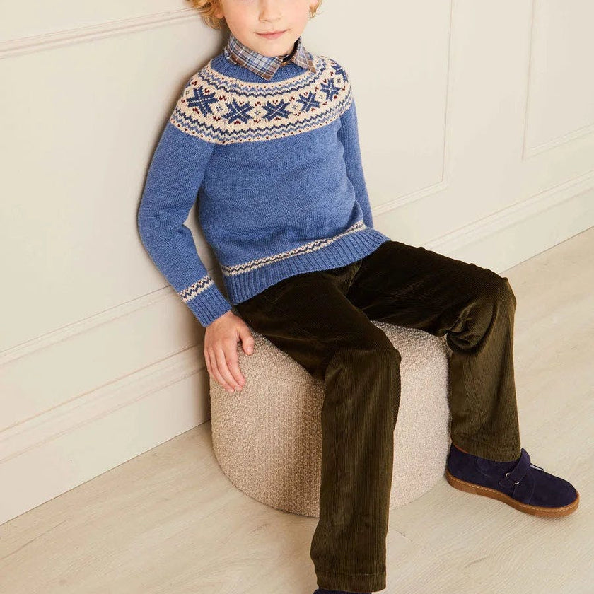 Classic Fair Isle Jumper in Blue (18mths-10yrs)