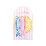 Sardine + Lemon Vegan Leather Hair Clip Set