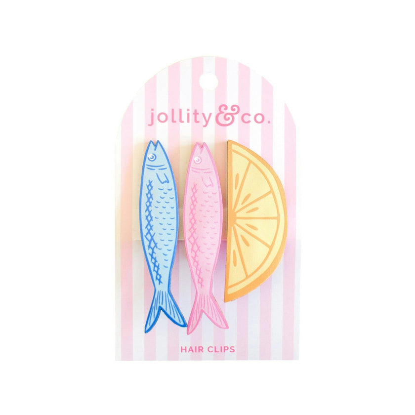 Lemon and Sardines Vegan Leather Hair Clip Set