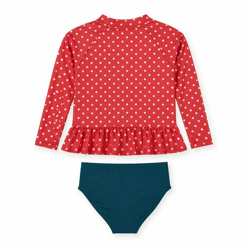 Polka Dot Rashguard Swimsuit