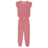 Melanie Women's Pajama Jogger Pant Set - Red Stripes