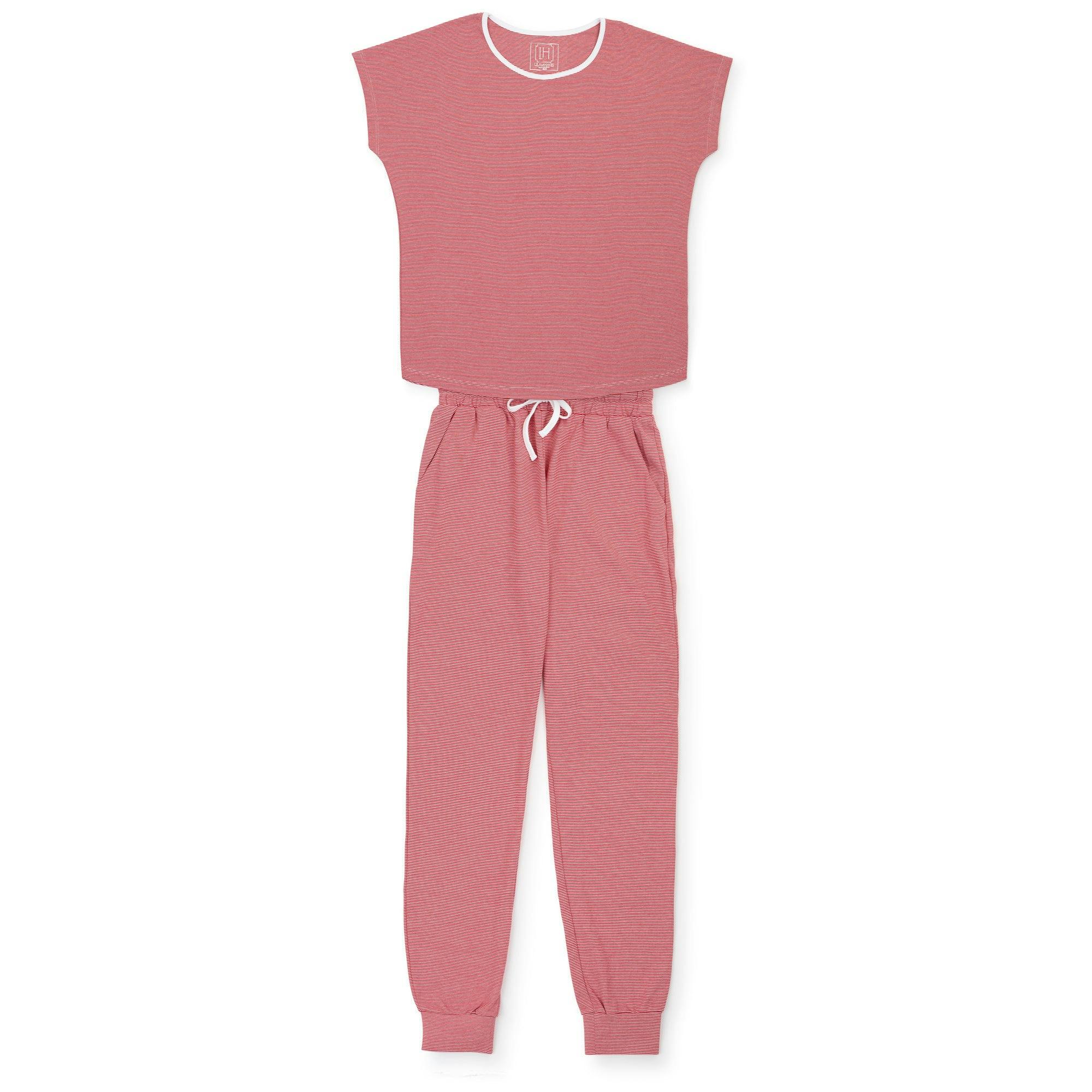 Melanie Women's Pajama Jogger Pant Set - Red Stripes