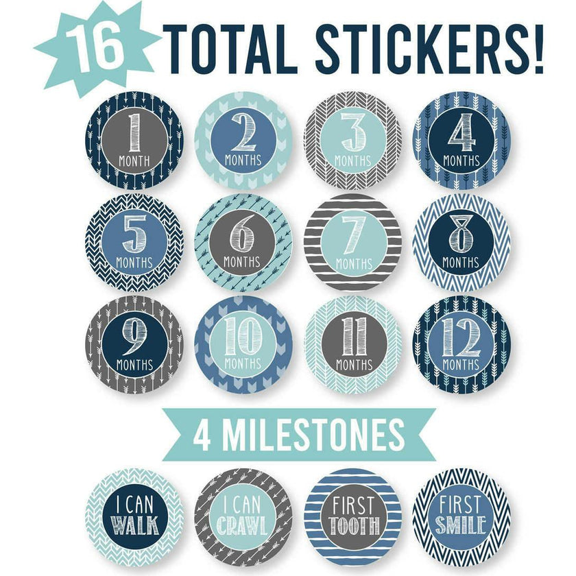 6-Piece Ocean Blue Baby Closet Dividers & 16-Piece Baby Milestone Stickers Baby Shower Gift