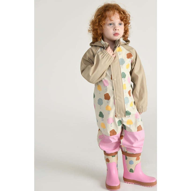 Tree Print Rain Coverall Jumpsuit