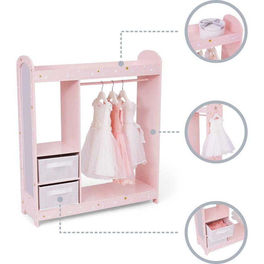 Fantasy Fields by Teamson Kids - Fashion Twinkle Star Prints Jasmine Toy Dress Up Unit Kids Furniture - Pink