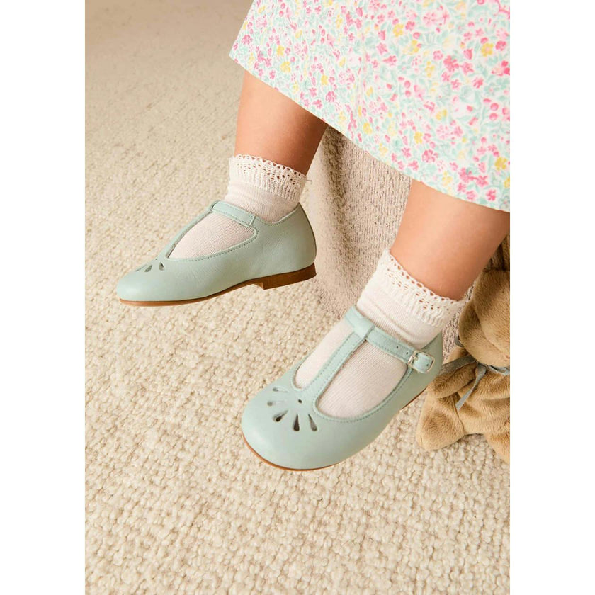 Petal Detail Charlotte Shoes in Mint (21-36EU)
