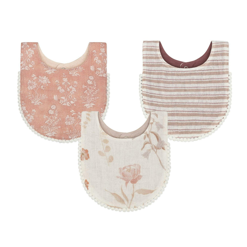 Violet Wildflower Cotton Baby Bib (3 Pack)