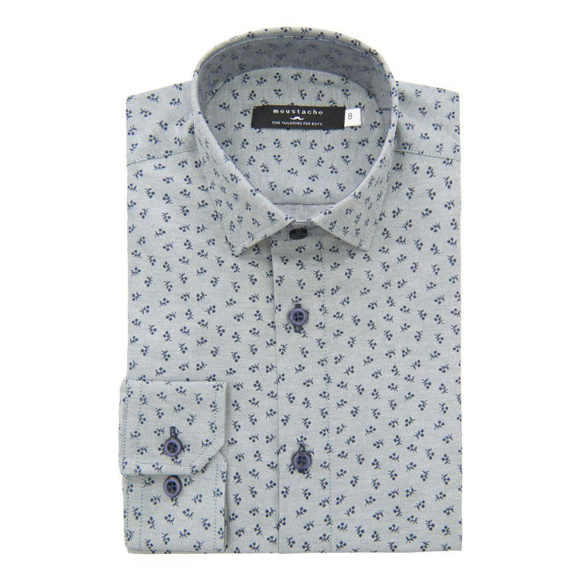 Green Dandelion Print Dress Shirt