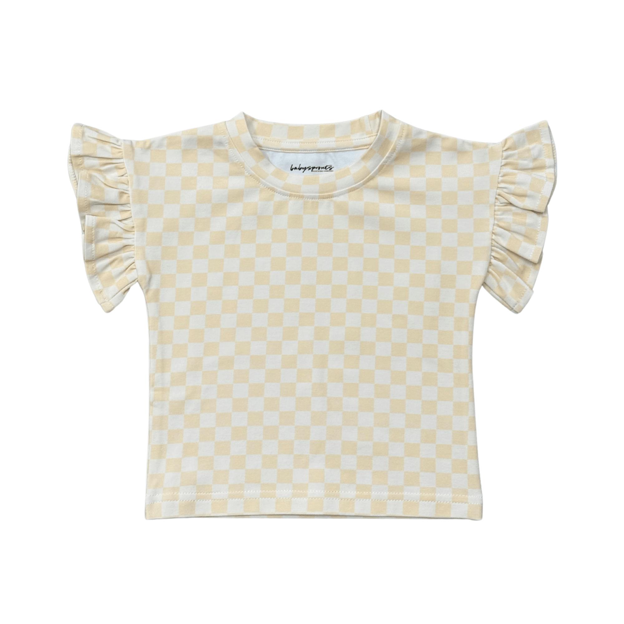 Girls Ruffle Sleeve Top in Spring Mauve