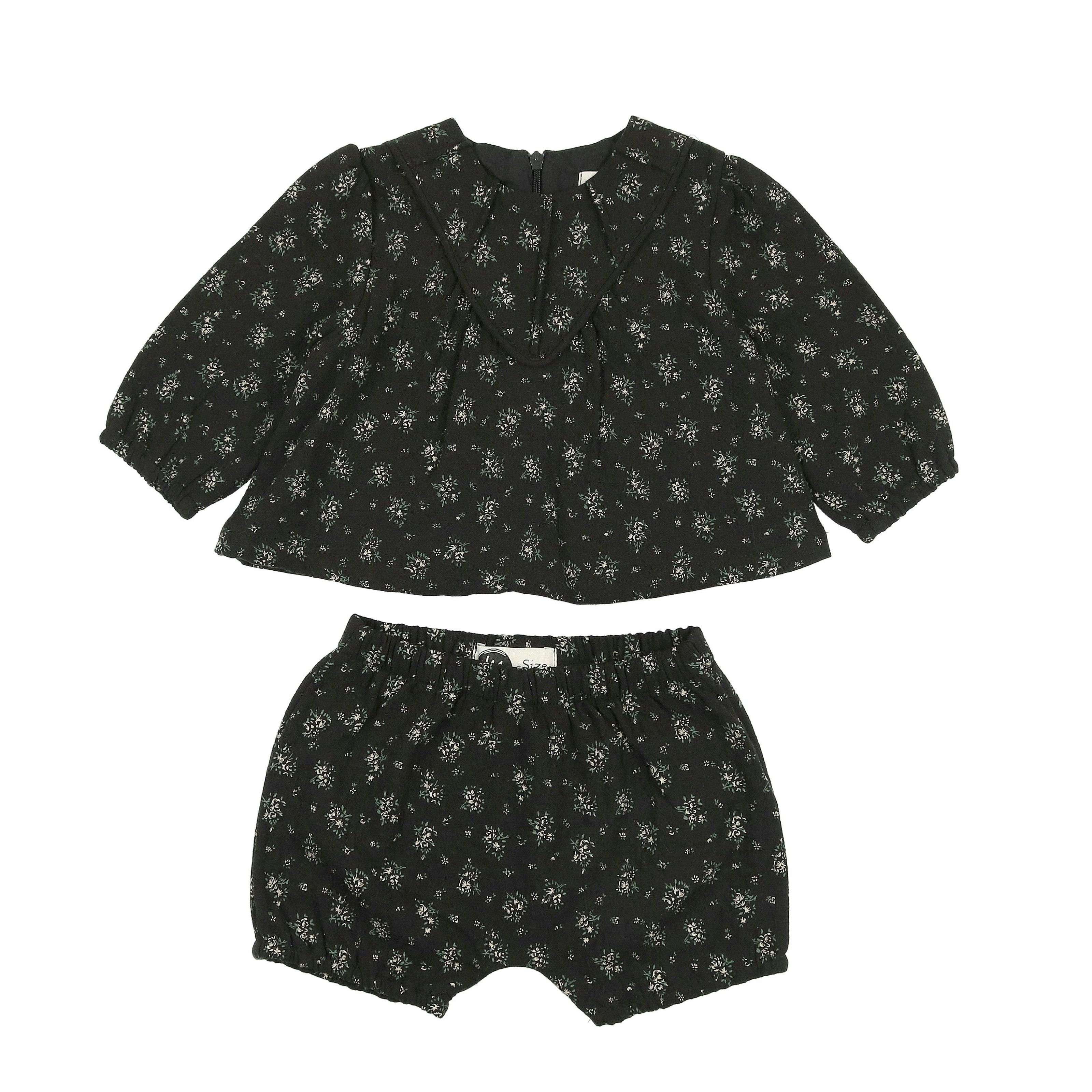 Winter Forest Long Puff Sleeve Top & Short 2-Piece Set