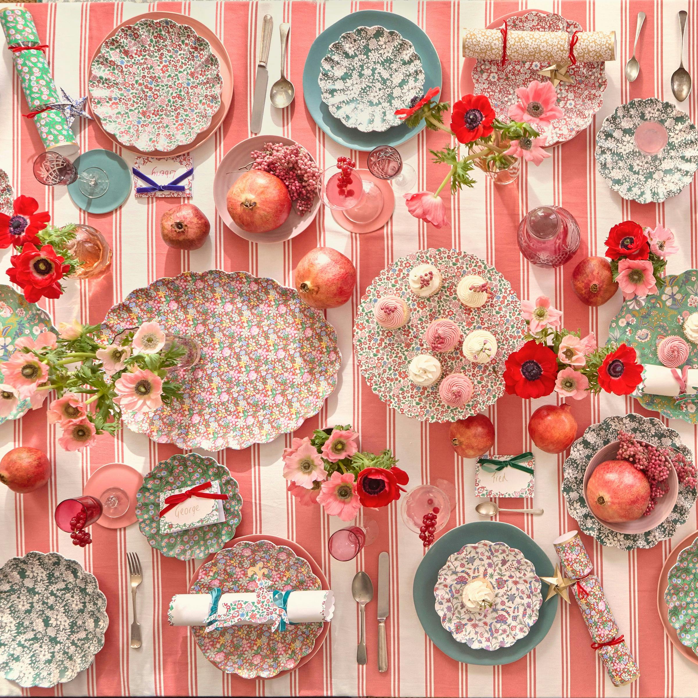 Meri Meri x Liberty Red & Green Reusable Large Plates