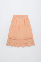 BIRDS EMBROIDERED SKIRT PEACH