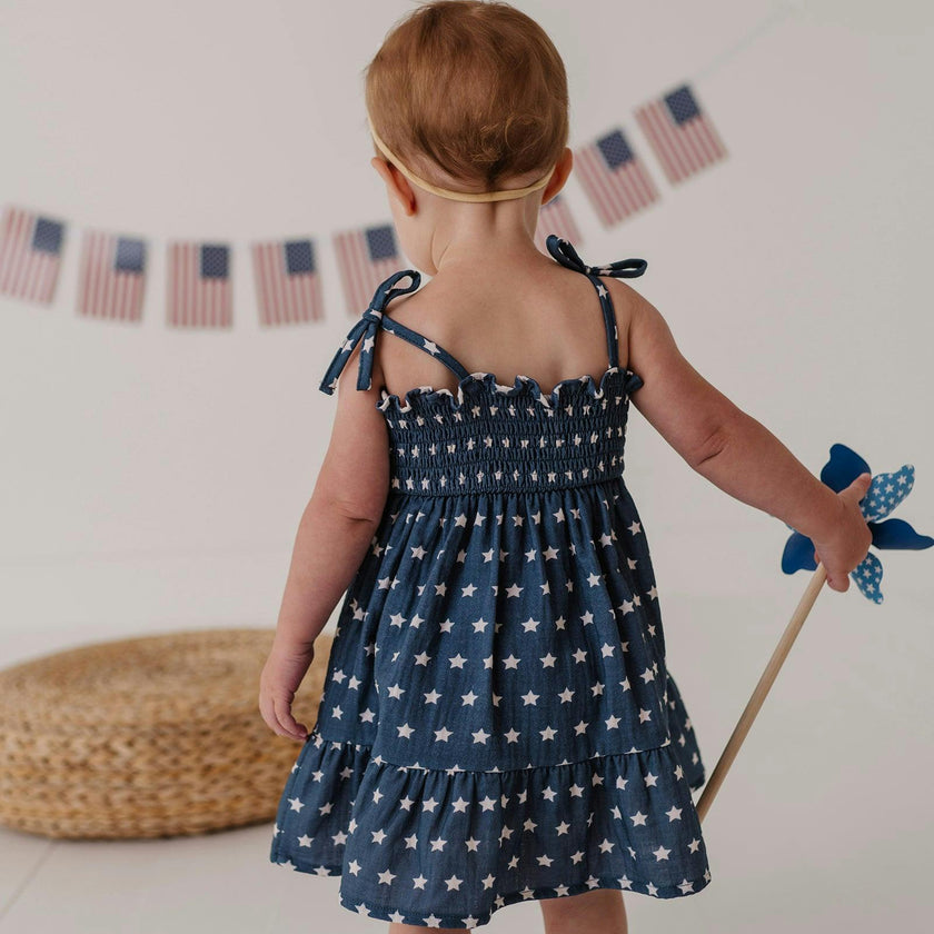 Girls Tiered Mini Dress in American Stars