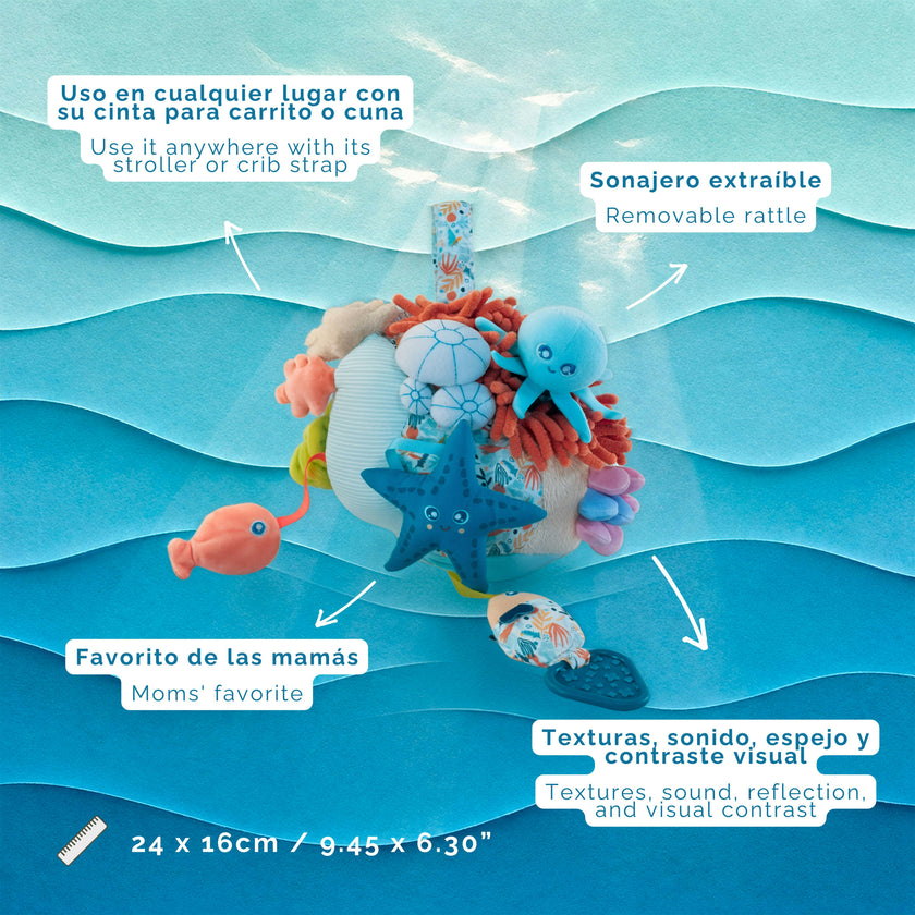 Sensorial Reef Plush Ocean Themed Baby Toy with Teething Elements