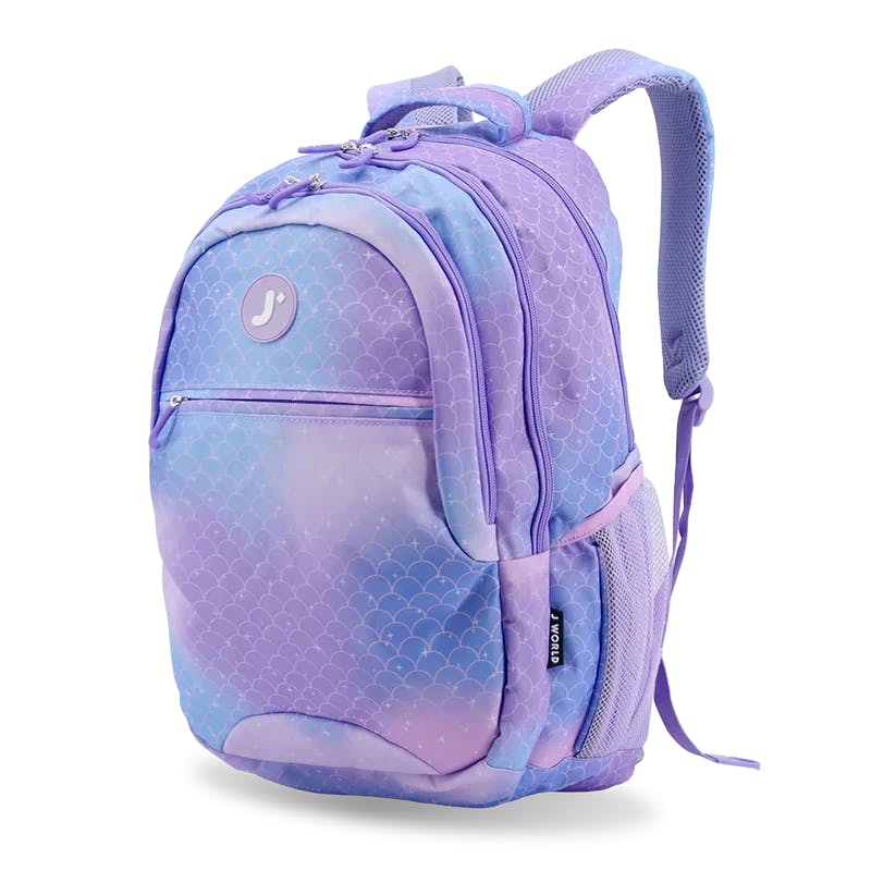 Cornelia Backpack with Lunch Bag and Pencil Case in Purple Mermaid
