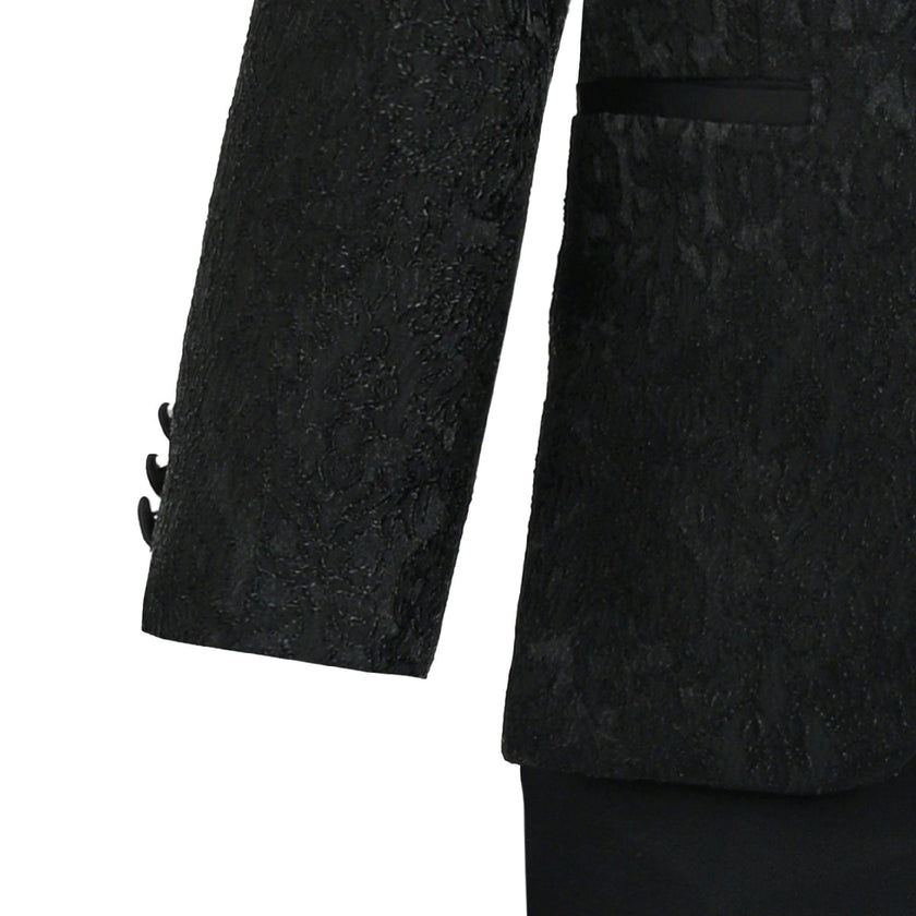 Textured Suit Set with Satin Lapels