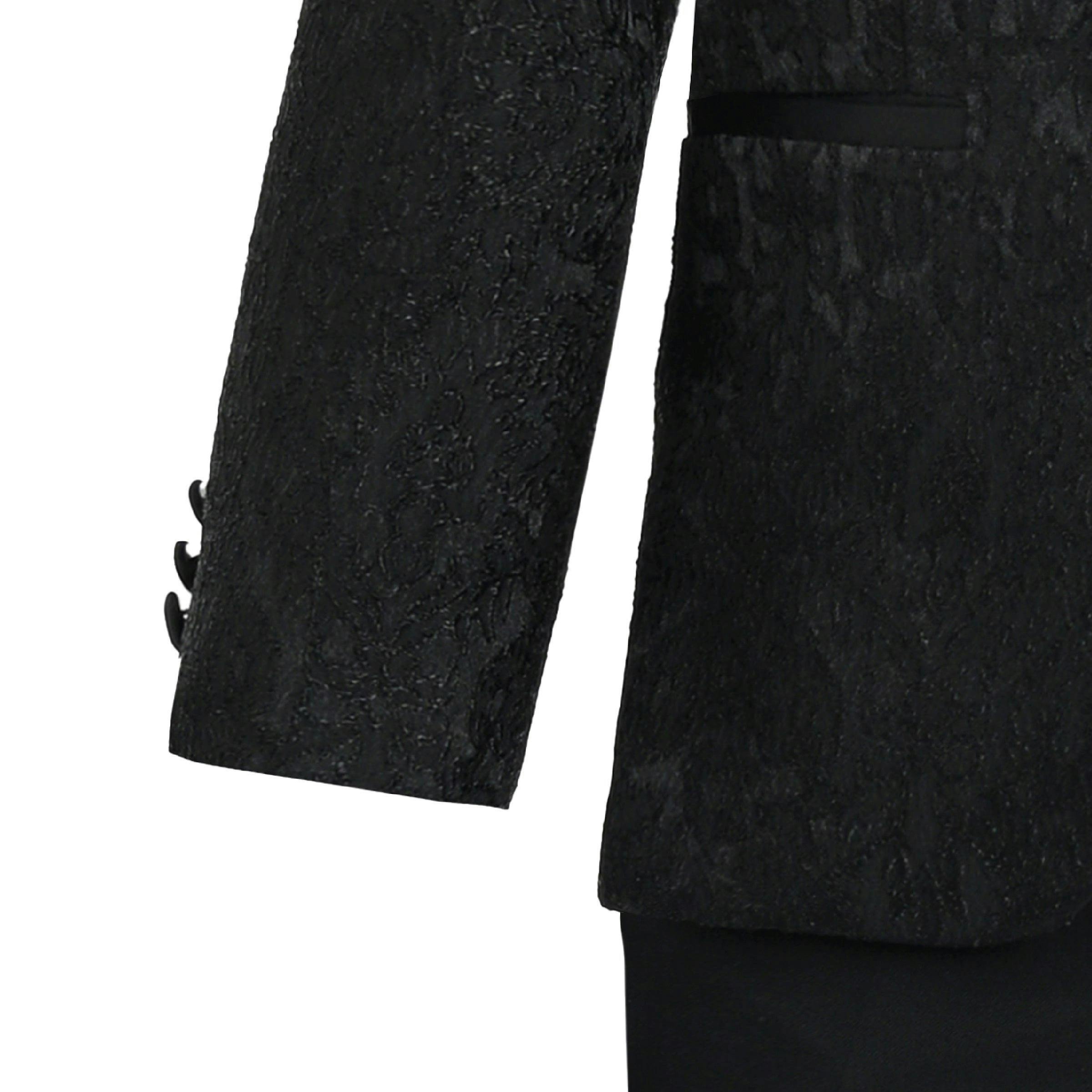 Textured Suit Set with Satin Lapels