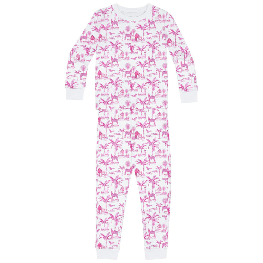 Kids Skydog Toile Pink Long PJ Set