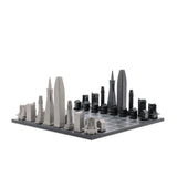 Chess Set Stainless Steel SAN FRANCISCO with Wood Map Board