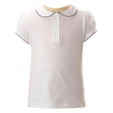 Picot Trim Peter Pan Collar Polo Shirt