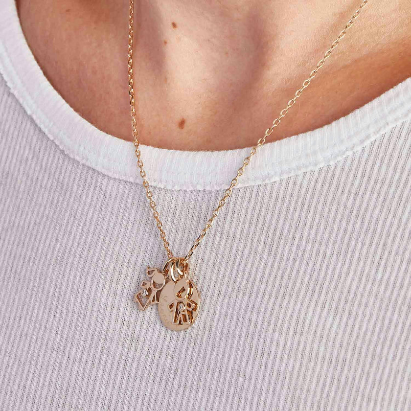 Personalized Crystal Mummy Necklace, 14k Gold Plated