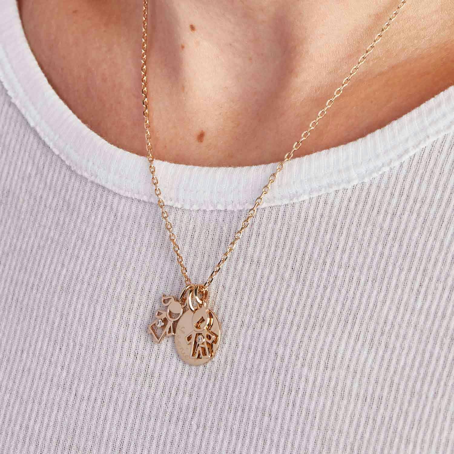 Personalized Crystal Mummy Necklace, 14k Gold Plated