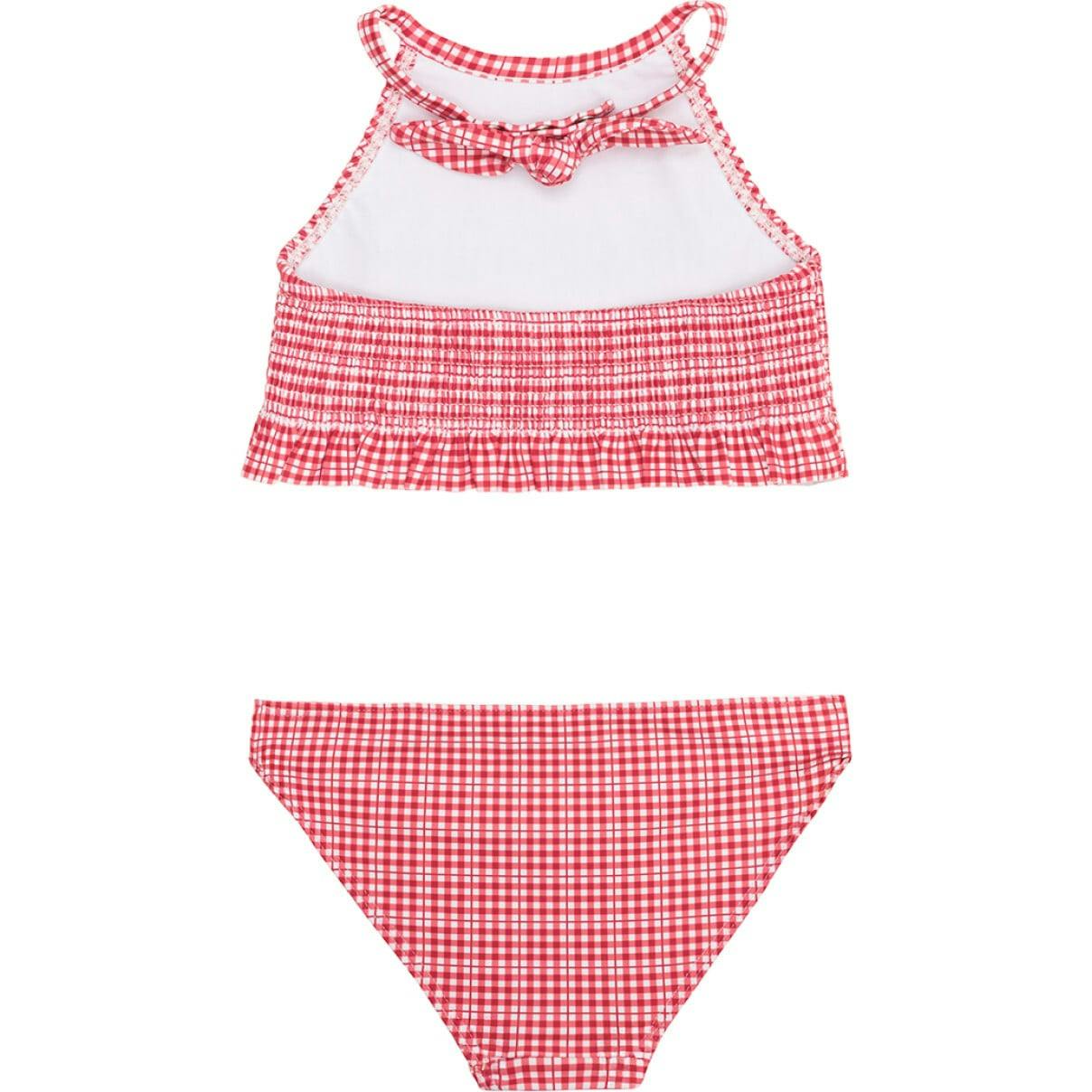 Girls Poppy Gingham Smocked Halter Bikini
