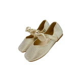 Gold Crystal Bow Ballet Flat