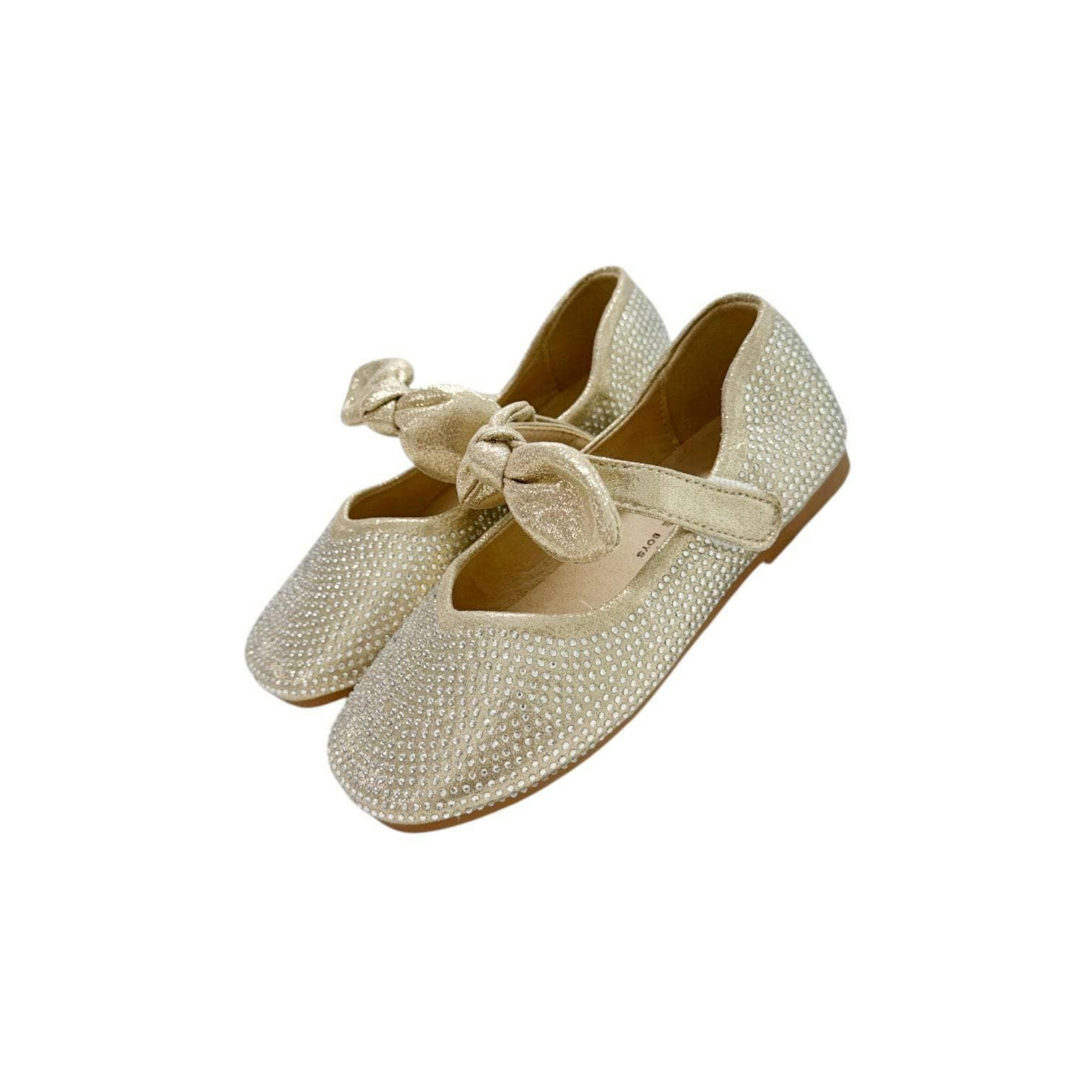 Gold Crystal Bow Ballet Flat