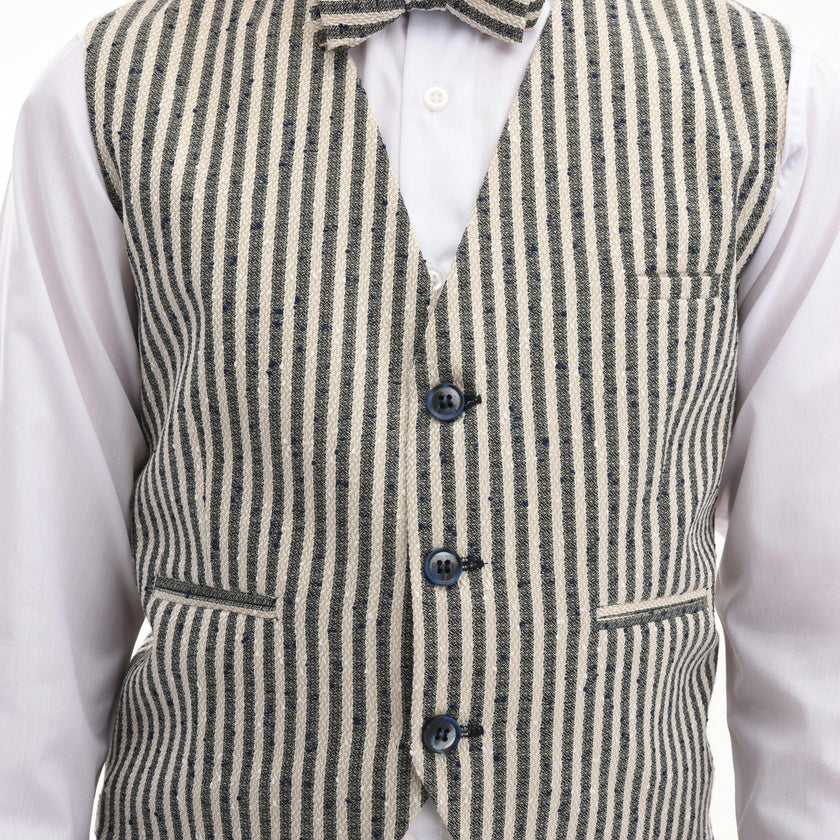 Gray Ruggero Striped Vest Outfit Set