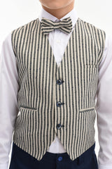 Gray Ruggero Striped Vest Outfit Set