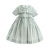 Green Button-Up Stripe Dress