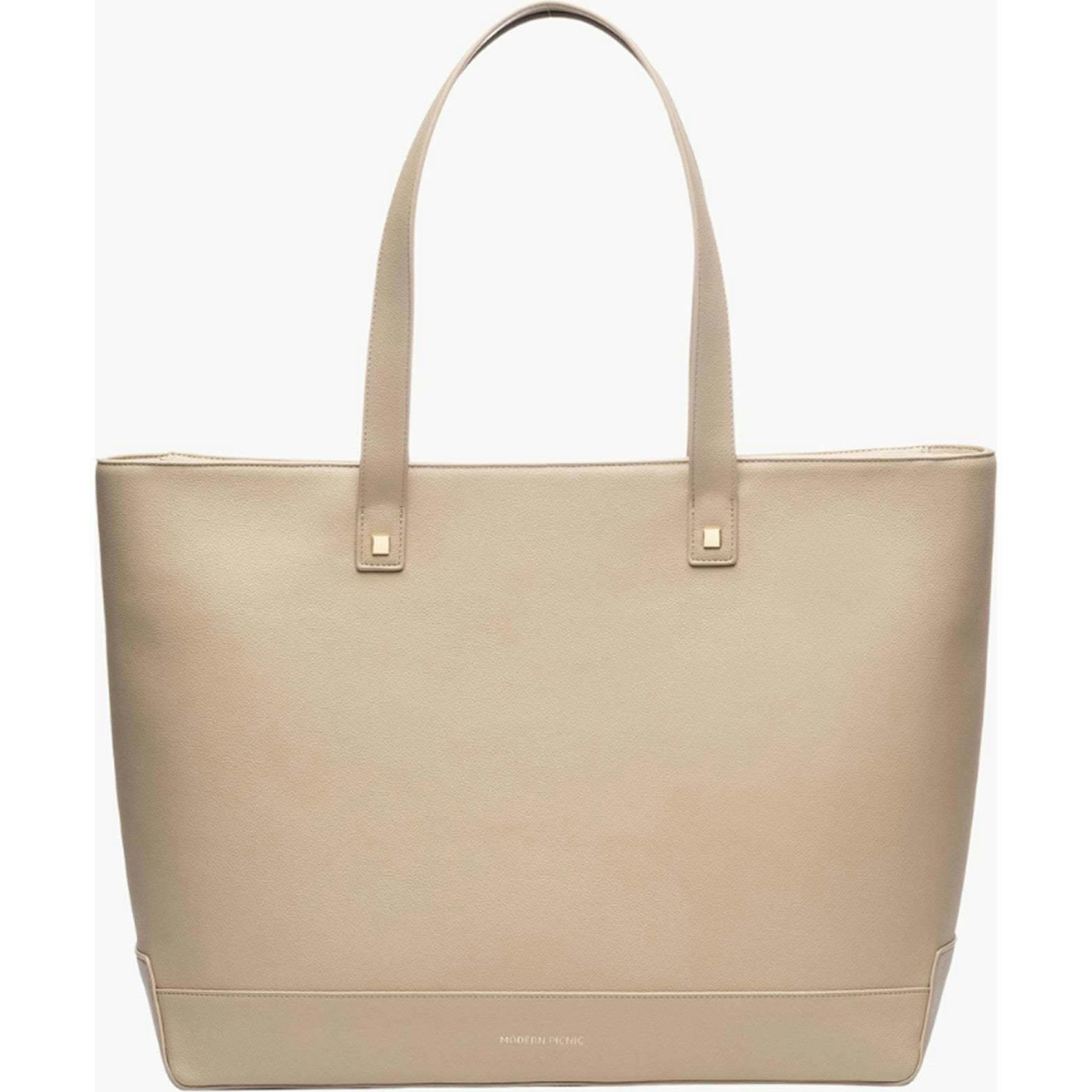 Vegan Leather Work Tote Bag with Removable Insulated Pouch