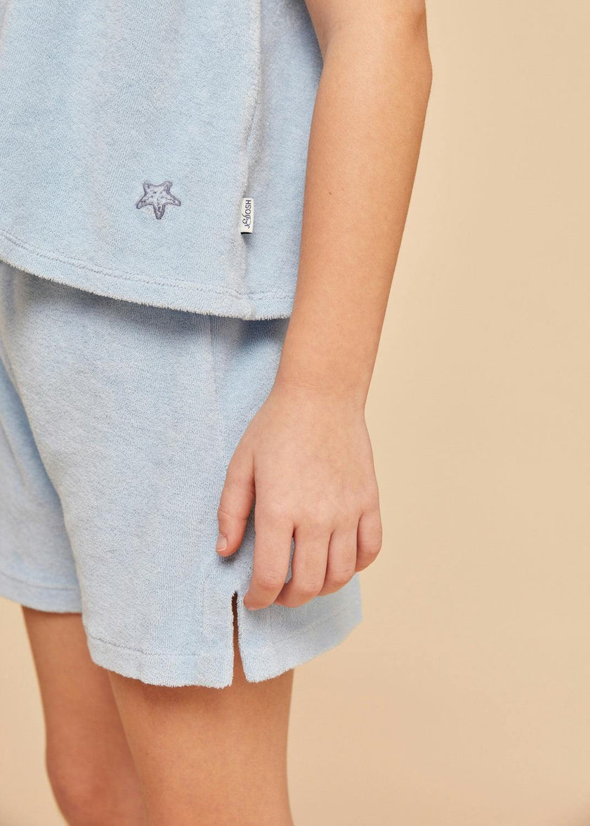 Light Blue Terry Cotton Shorts
