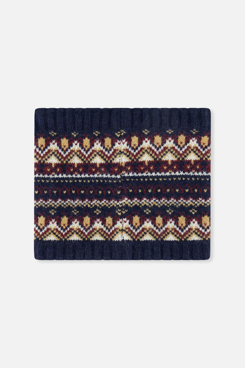 Baby Winter Knit Neckwarmer Blue and Red Jacquard